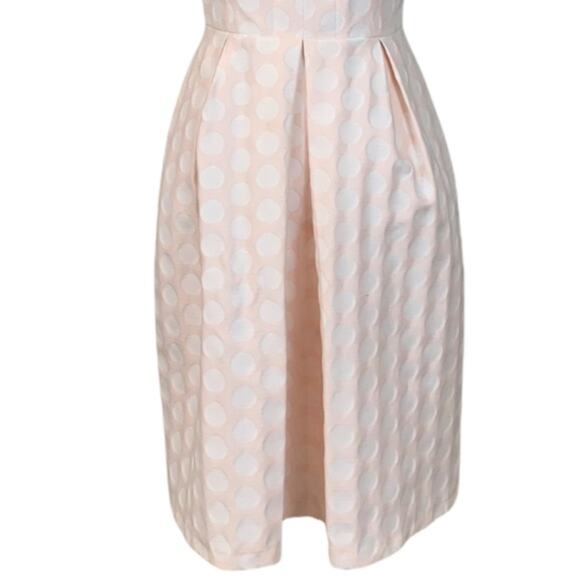 Helene Berman London Pink White Dot Cap Sleeve Pleat A-line Pockets Dress Size 4 - Picture 10 of 12